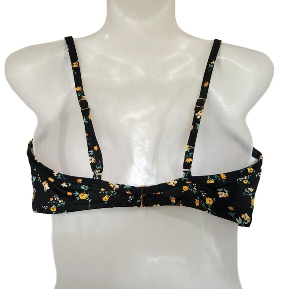 Super Cute SHADE & SHORE Black with Floral Bikini Top 34DD - Picture 4 of 6